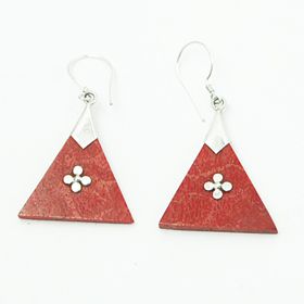 red coral earring